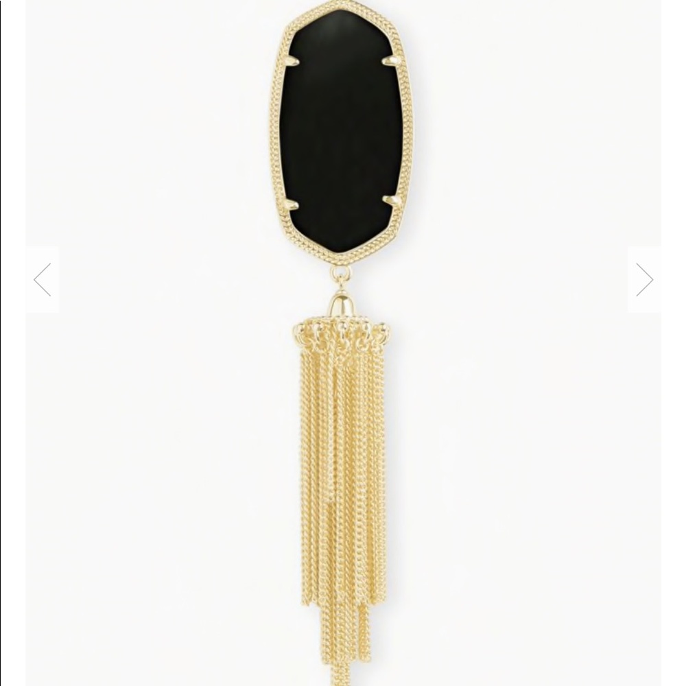 Rayne Gold Long Pendant necklace in black opaque.